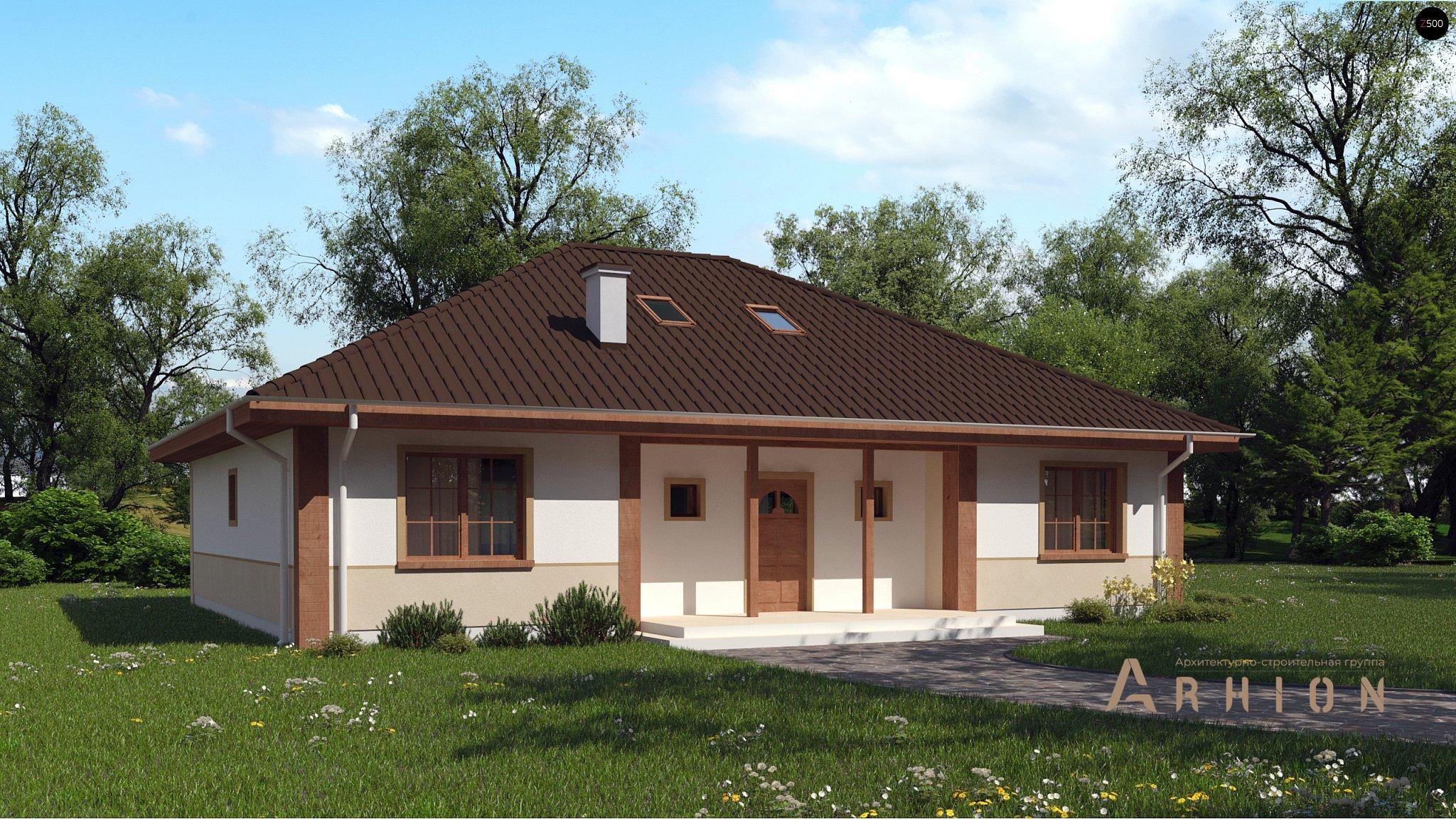 1. Проект одноэтажного дома в европейском стиле с четырехскатной, Z10 D sdu, площадью - 213 кв c мансардой, терассой, эркером